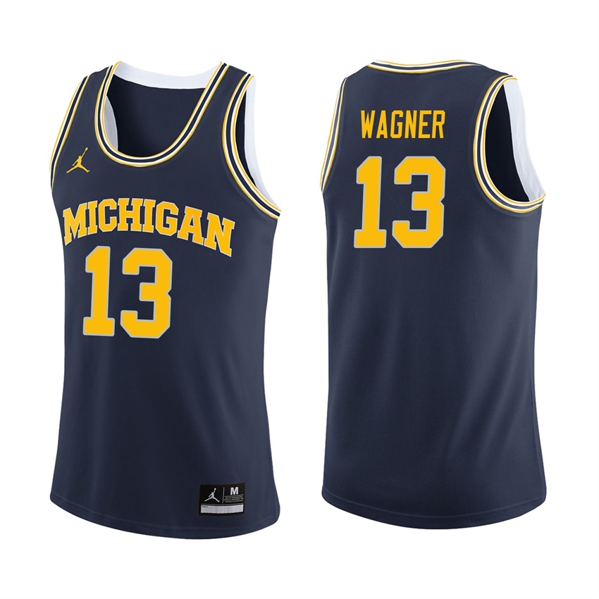Michigan Wolverines Men's NCAA Moritz Wagner #13 Navy College Basketball Jersey RRO7149XE